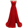 Sweet Heart Neck Red Chiffon Bridesmaid Gowns 2018 New Sexy Side Split Long Bridesmaid Dresses