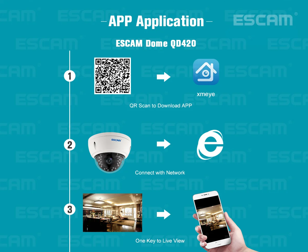 Escam Qd420 H.265 4.0 Mp Hd Waterproof Night Vision Security Camera