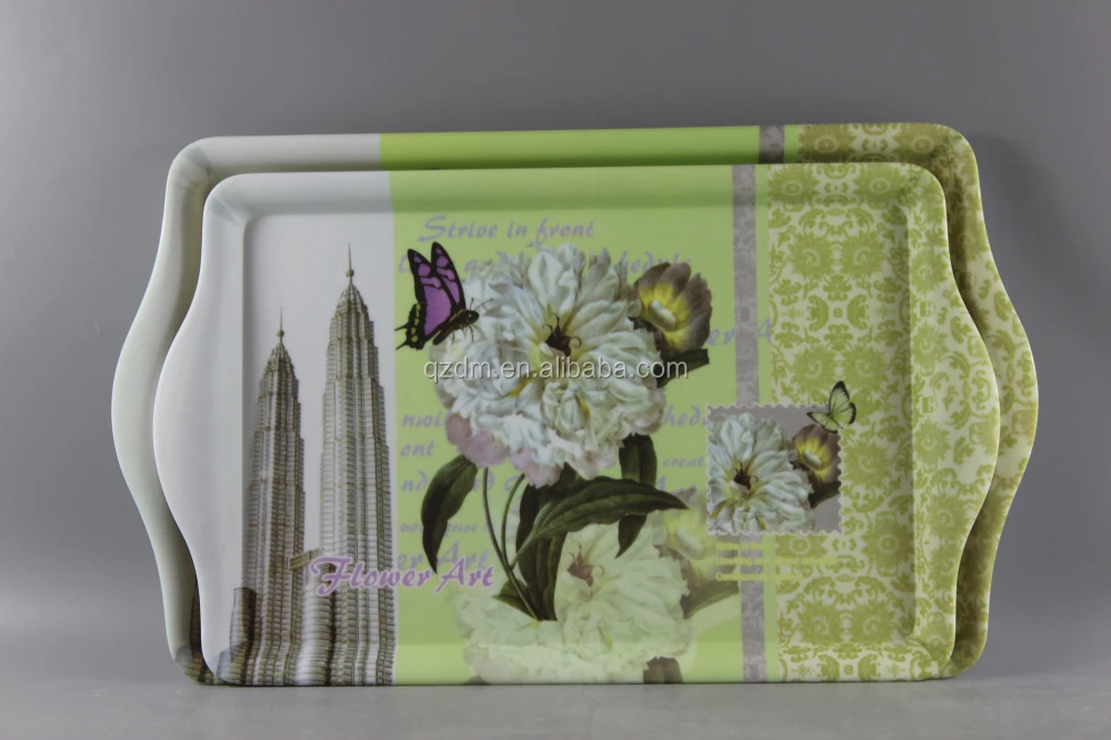 Set Of 2 Melamine Serving Tray For Sale