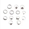 Fashion Vintage Hamsa Hand Moon Flower Set Ring for Women