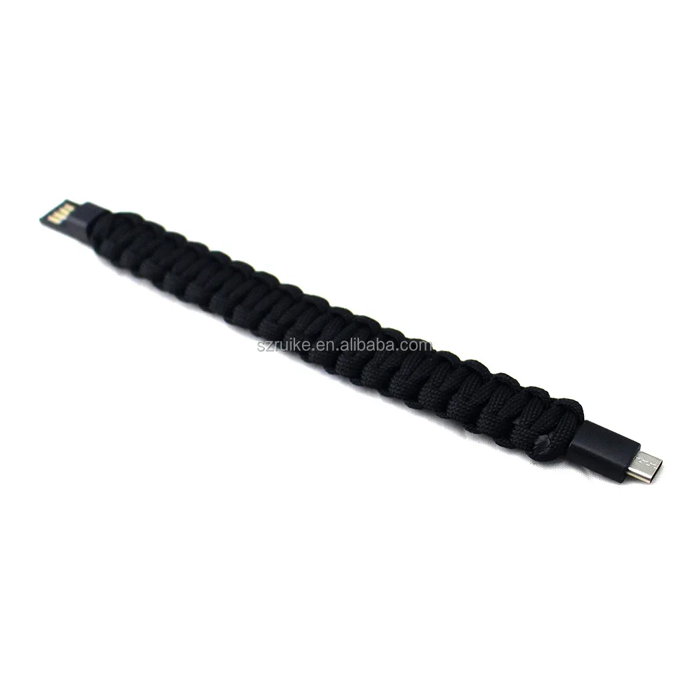 Wholesale 2 In 1 Micro Usbparacord Bracelet Rope Braided Sync Typec Charging Cable Buy
