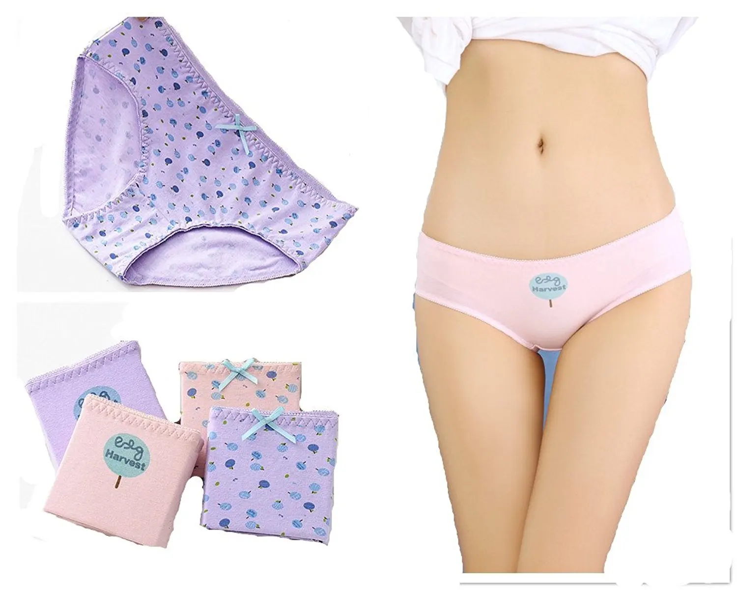 4 Pcs Packed Stripes Modal Girl Women Briefs Panties Underpants Underwear 2XL