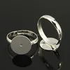 PandaHall 50pc/bag Silver Plating Brass Pad Ring Pave Bases Adjustable Blank Ring Settings12mm Tray(KK-EC022-12mm-S-RS)