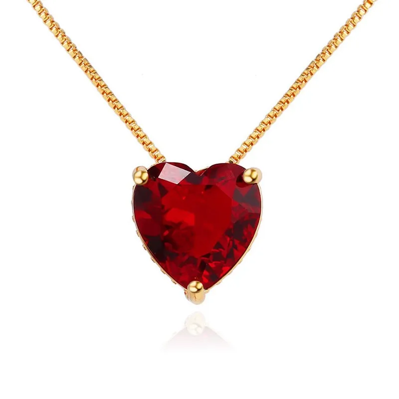 Wholesale 18k Gold Red Heart -shaped Crystal Pendant Necklace - Buy Red ...