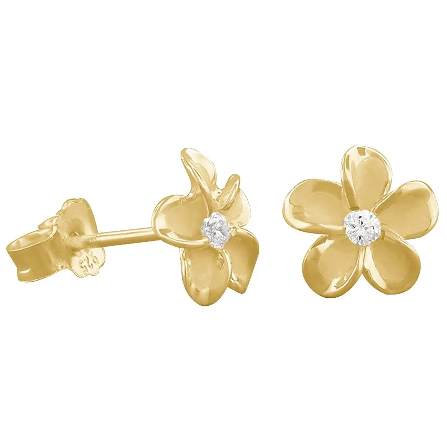 Gold Plumeria Earrings Find Deals On Get Quotations 14kt Yellow Gold Plated Sterling Silver 7mm Plumeria Stud Earrings