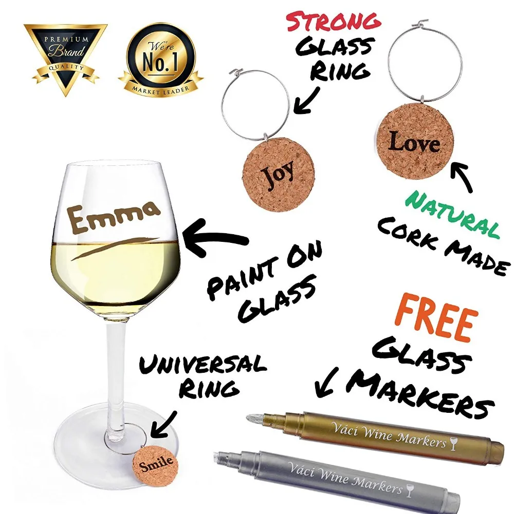 Wine Glass Markers Premium Metallic Pens,Erasable Washable Drink