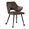 Modern design pu seat and back metal tube leg with Rotatable rolling function dining office chair