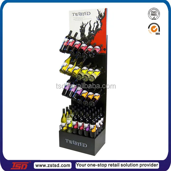 TSD-M5616 beer bottle display shelf, retail store floor stand drink beer wire display stand
