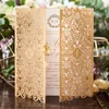 Luxury Navy Gold Bespoke Lace Laser Cut Floral Wedding Invitations