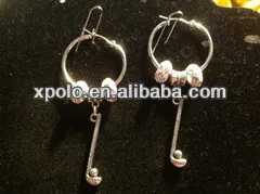 newest fashion golf sports earrings/golf ball with bat dangel earrings/round golf earrings with crystal