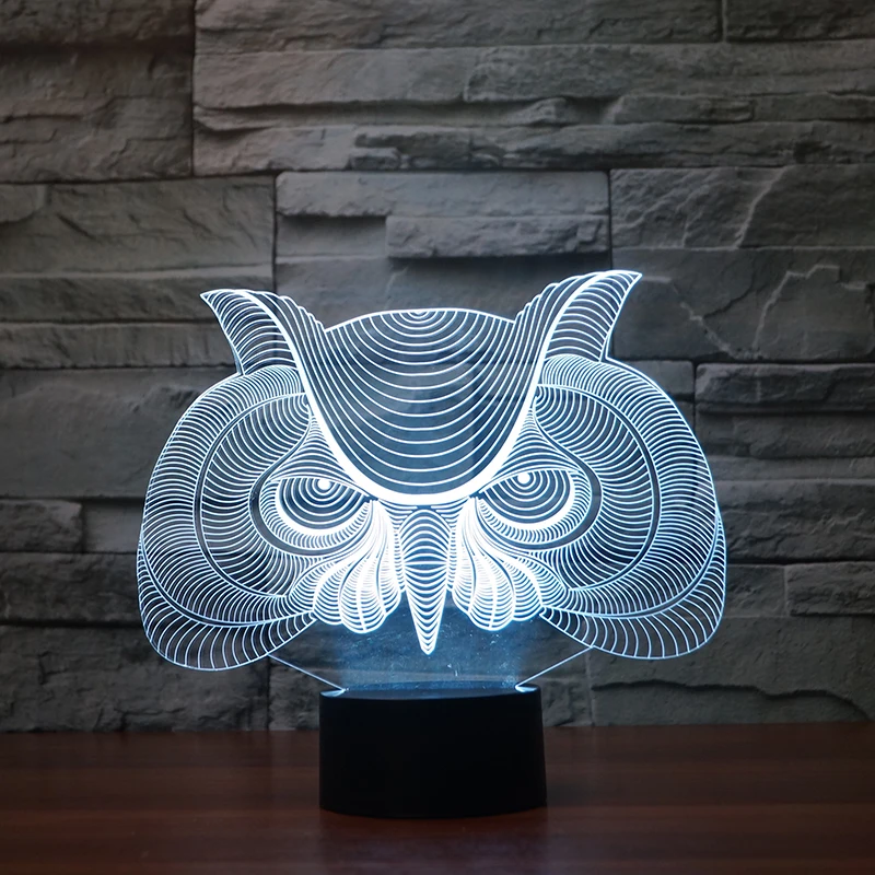 FS-3205 OWL 3D Night Light RGB Changeable Mood Lamp LED Light DC 5V USB Decorative Table Lamp Get a