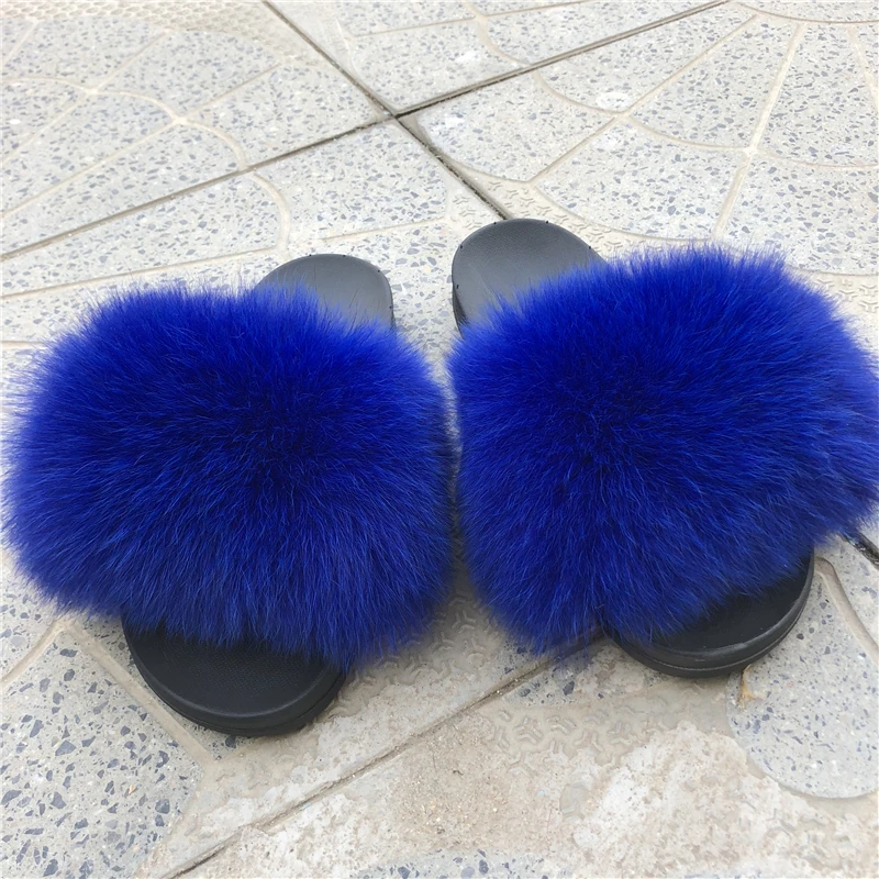 Factory Wholesale Soft Fox Fur Slippers - Buy Fox Fur Slippers,Soft Fur Slippers,Wholesale Fur ...