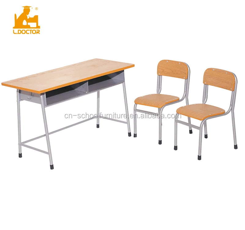 Cheap Price Plywood Double School Desk And Chairs For Preschool