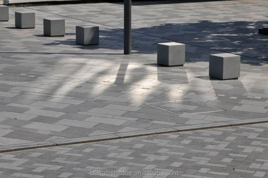 Grey Granite Paving Stone G654 Back Yard or Front Yard Path Flamed Finish Flat Top Cubics Cobble Stone