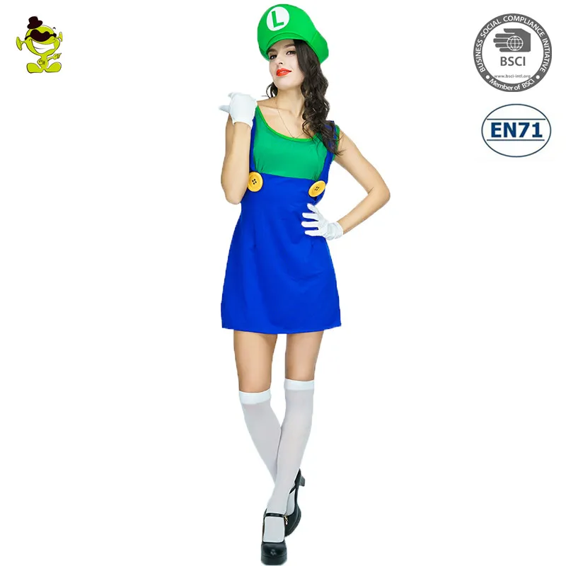 Mens Womens Kids Child Plumbers Mate Mario Luigi Super Bros Fancy Dress  Costume