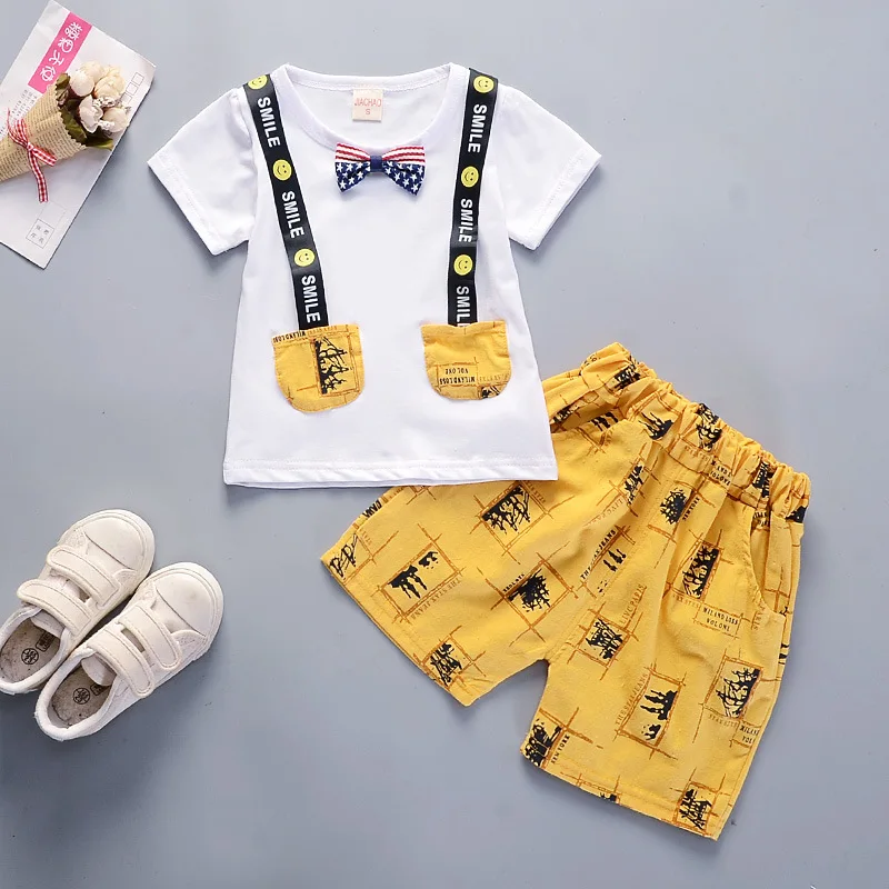 I Like Fashion Print Baby Clothes Boys Clothing Sets Summer European