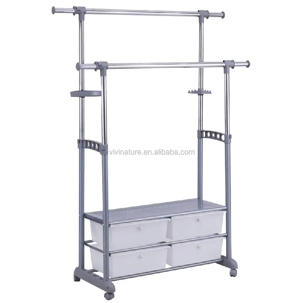 Rolling Hanging Garment Cloth Rack With Drawers 4 Drawer Buy Garment