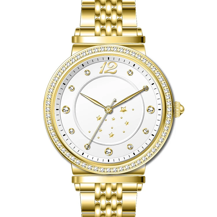 Good Quality Stainless Steel Case Back Women Diamond Thin Wrist Watch ...
