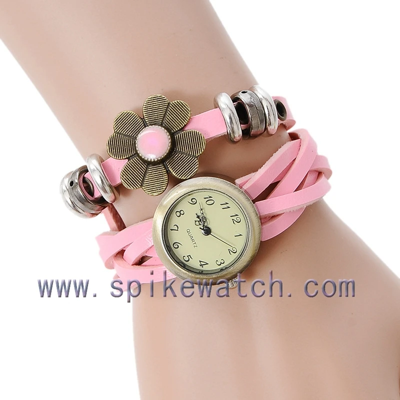 High Quality Flower Decorated Diy Leather Bracelets Watch Wrap High Quality Flower Decorated Diy Leather Bracelets Watch Wrap Bracelet