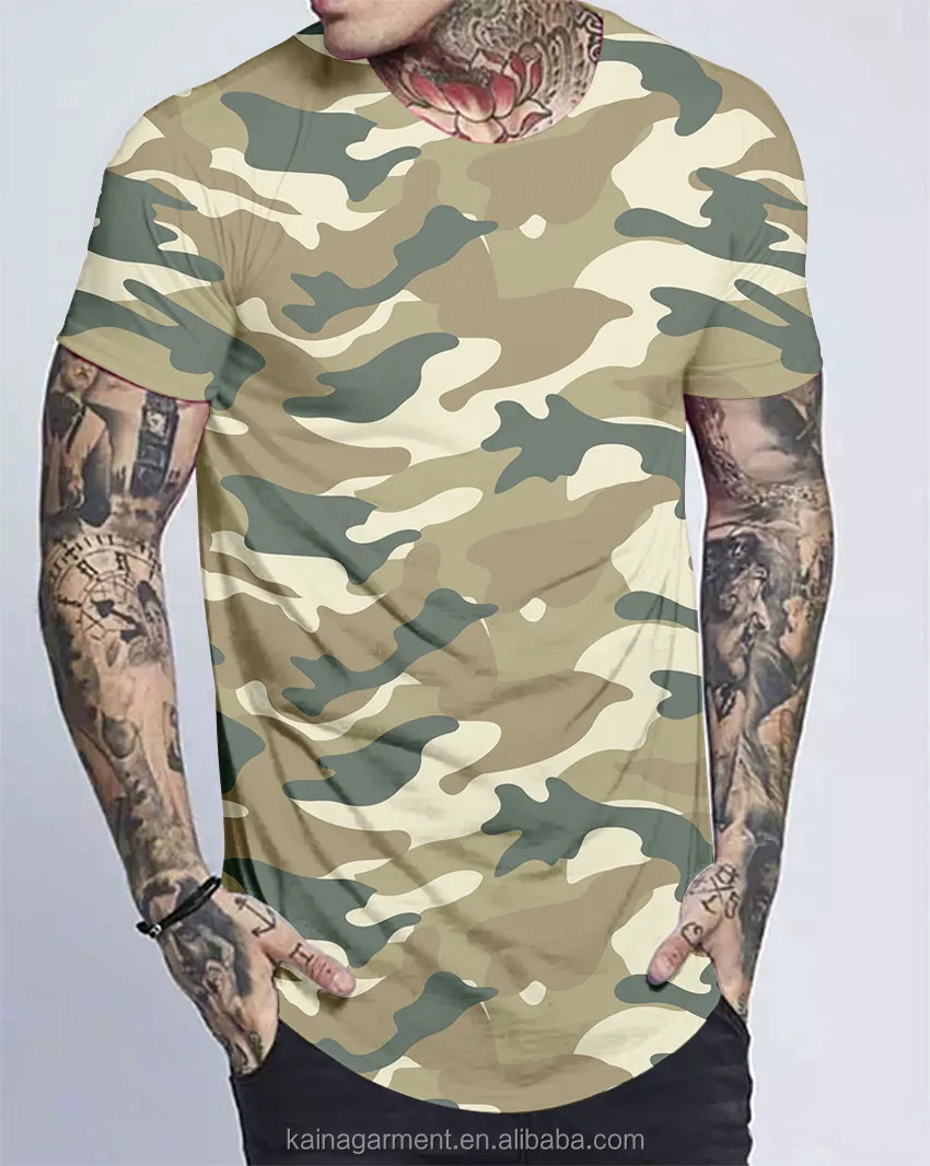 Longline Muscle T-shirt All Over Camo Sublimation Printing T Shirt ...