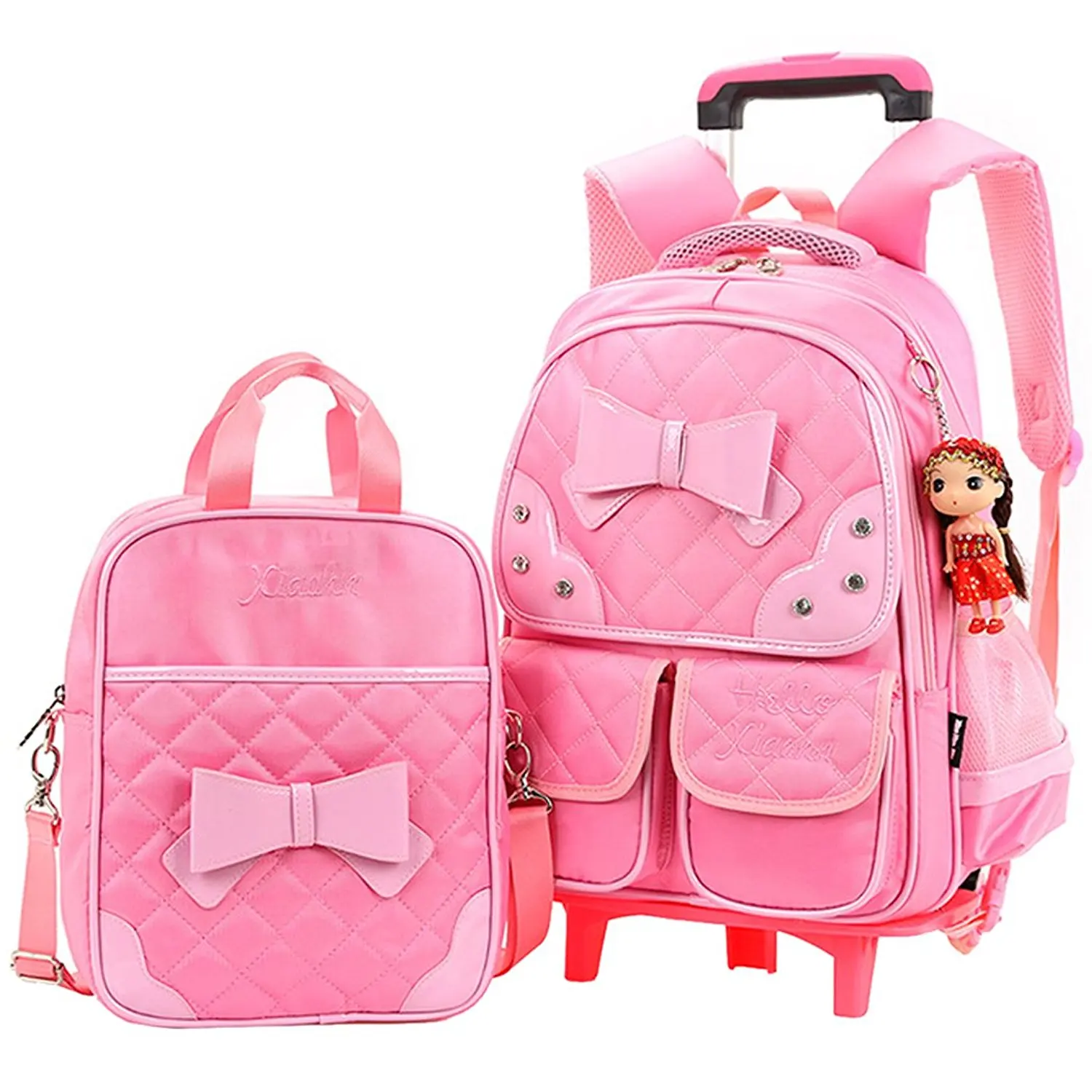 Large Capacity Student Girl Trolley School Backpack,Kids Trolley School ...