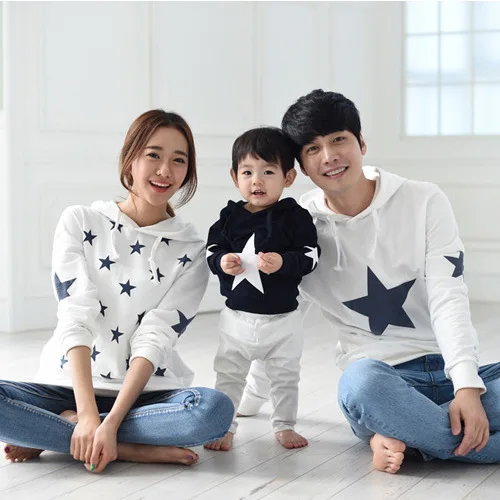 2016 new spring Korean mother father baby Sweatshirts Hoodies Couples clothing mother and daughter matching outfits