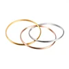 Cheap wholesale high quality trendy fashion unique stainless steel tri color bangle for women girl