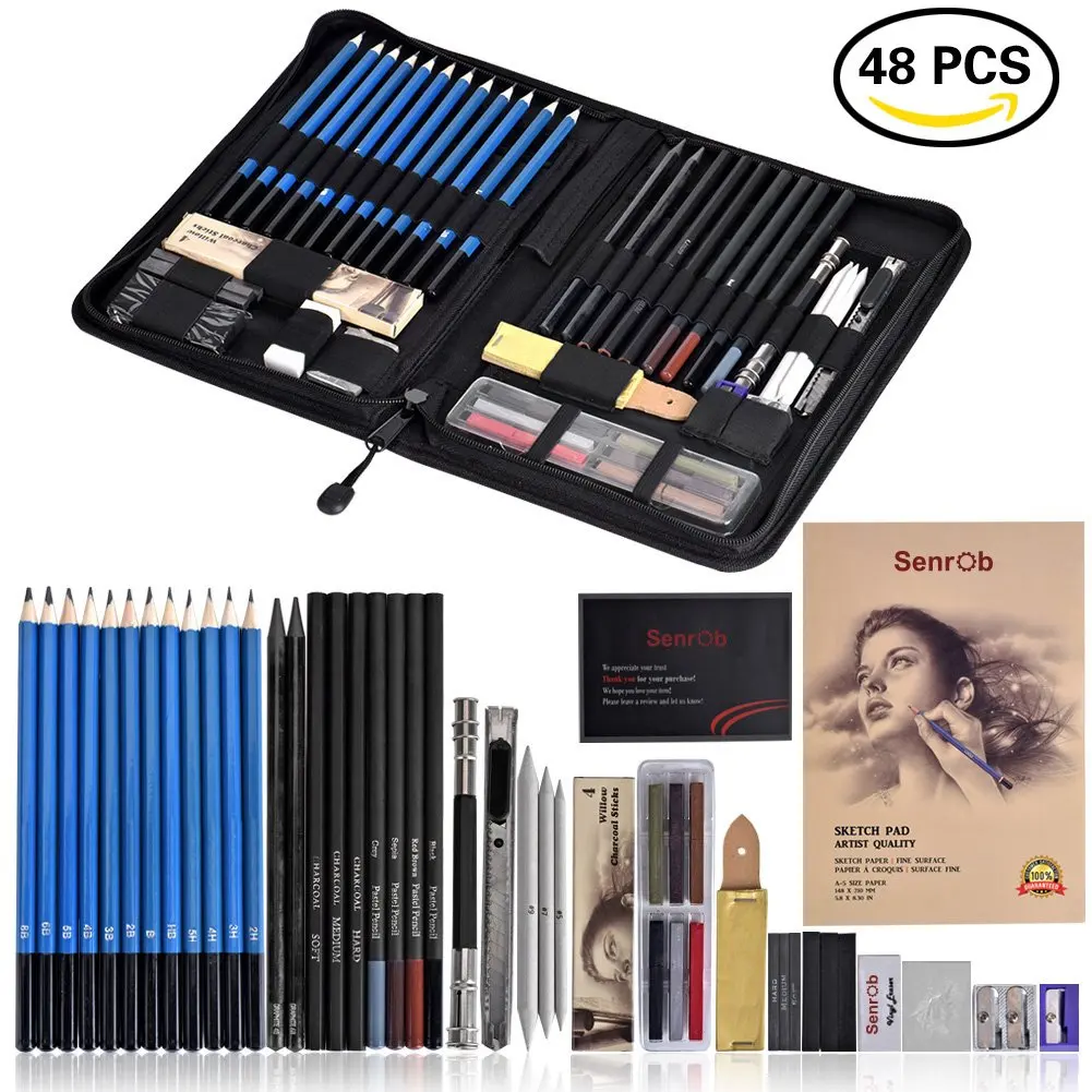 Buy Senrob 48 Pcs Sketch Drawing Pencil Set With Graphite