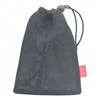 Custom black Sandwich Mesh Drawstring Bag For equipment Packing with label