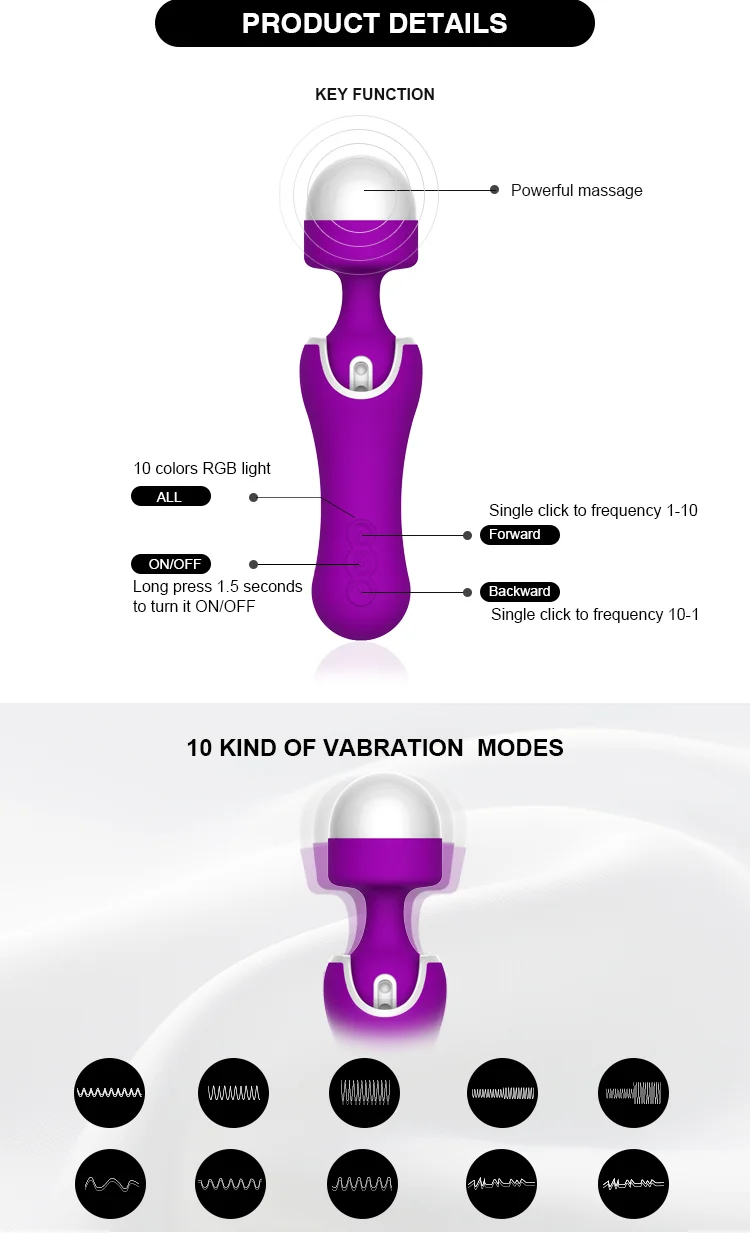 4 tipos vibrador principal ajustável da varinha da vagina do silicone dos produtos do sexo