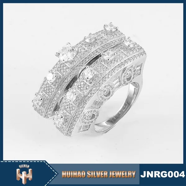 New Arrival Fashion Jewelry Pave Cubic Zirconia Women Double Rings