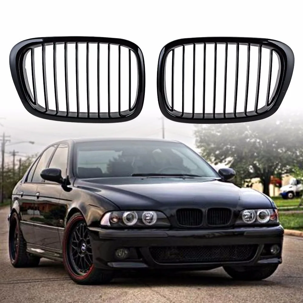 Glossy Black Front Kidney Grille Set For BMW E39 5 Series 4 Door 1997-2003 – Uxcell, ABS Plastic, 2Pcs