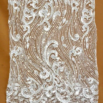 white sequin lace fabric