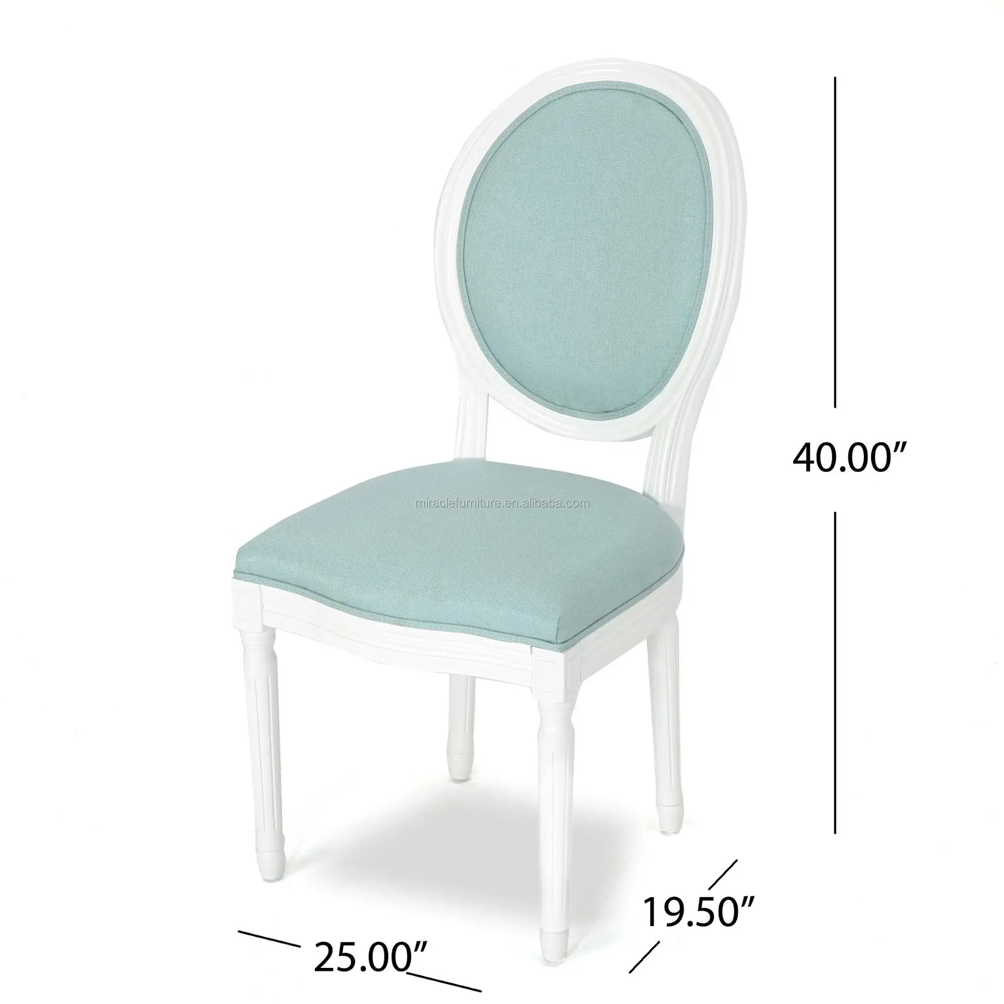 Wholesale Velvet Fabric White Round Back Wedding Chair Solid Wood