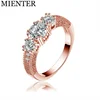 Wholesale White Sapphire Copper Plated Rose Gold Pave Prong Cubic Zirconia Wedding Ring