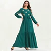 wholesale dubai abaya islamic clothing plus size women green dress arab robes embroidery abaya muslim long sleeve maxi dress