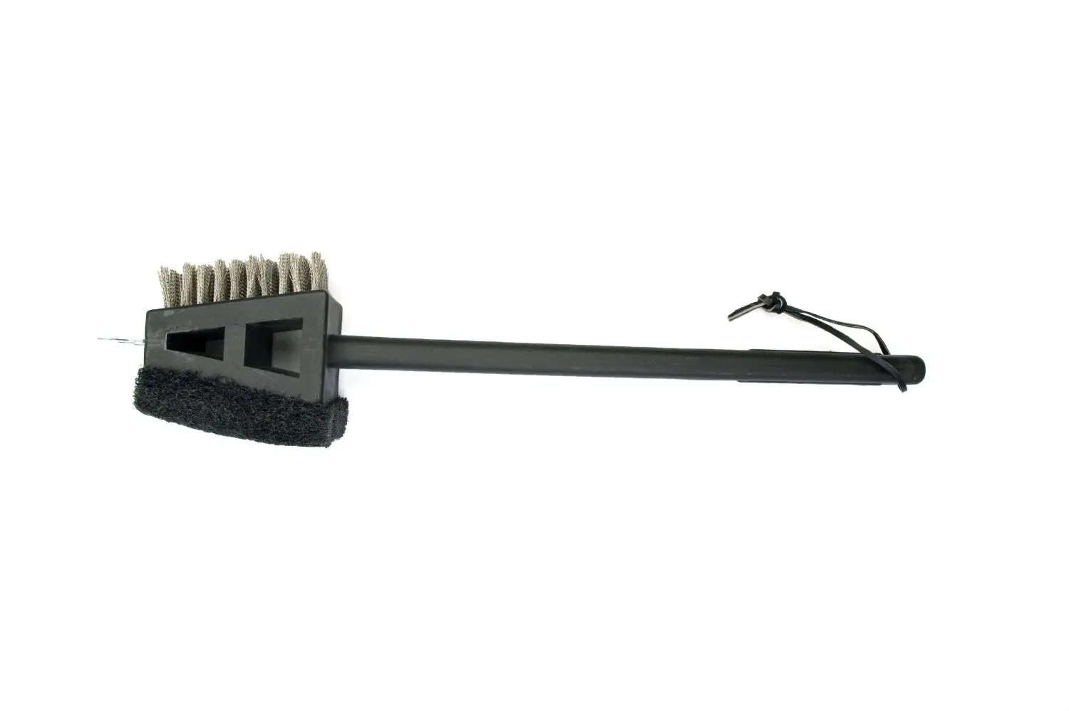 Charcoal Companion 2-in-1 Grill Brush with Long Black Plastic Handle