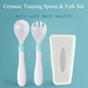 BPA Free Zirconia Toddler Training Feeding Spoon Fork Baby Cutlery