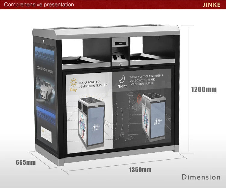 Compressed Outdoor Automatic Solar Trash Can With Advert Buy Solar