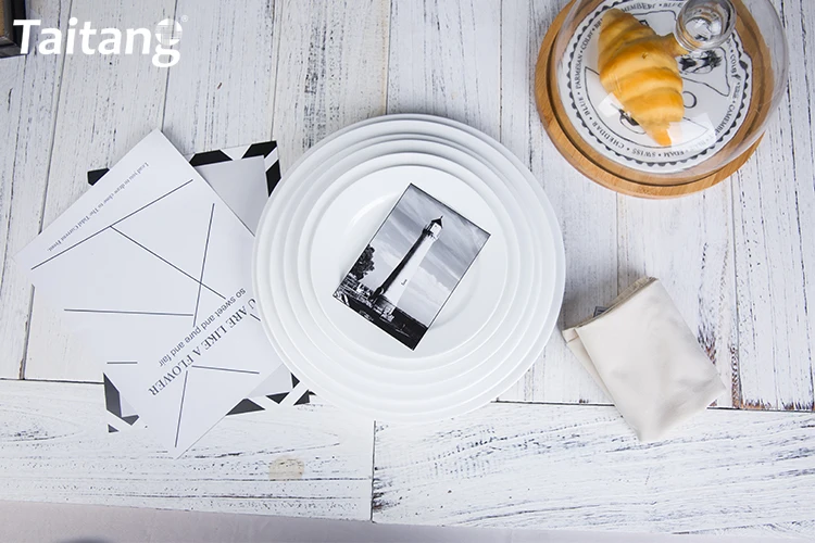 Hotel Restaurant Ceramic Dining Plate Set Porcelain White Catering Plates