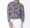hot sale Printed white linen flower shirt for men