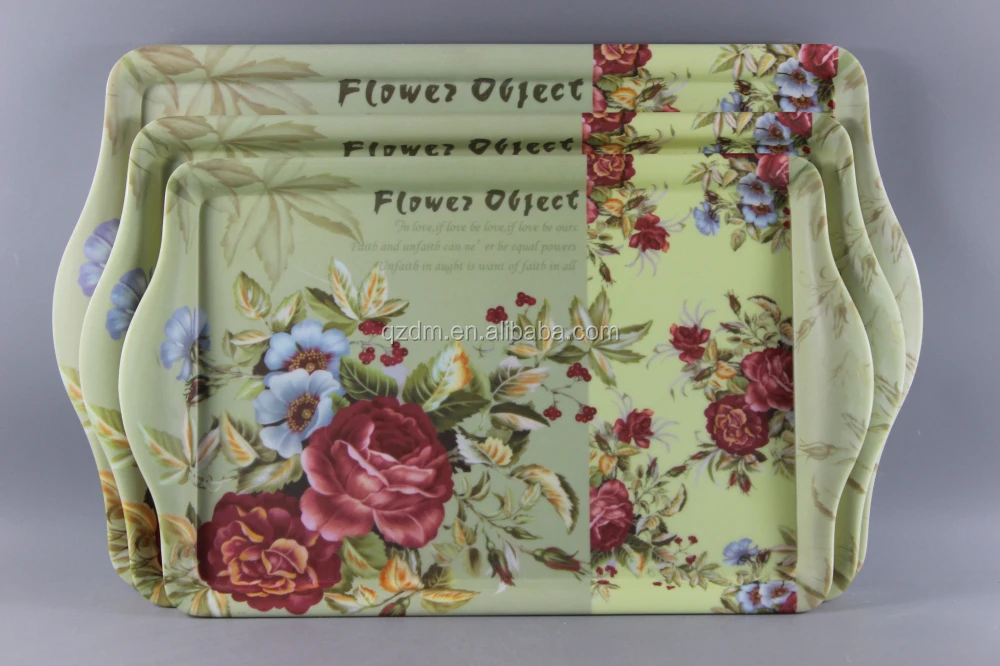 Dull Polish Surface Melamine Tray Sets Of 3PC
