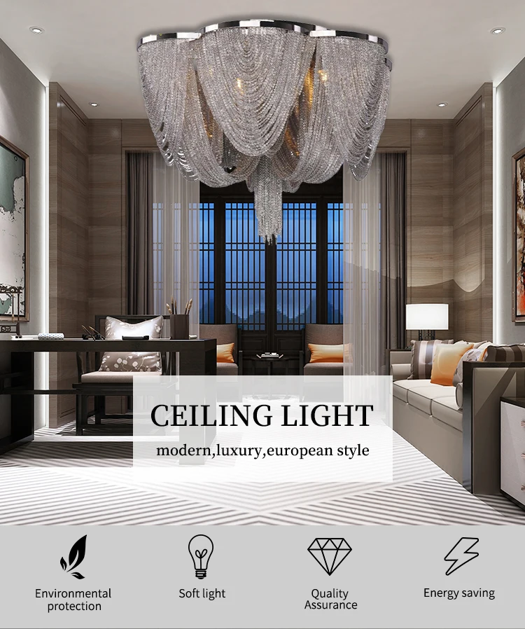 2019 Modern living room decoration surface mounted aluminium led ceiling lighting