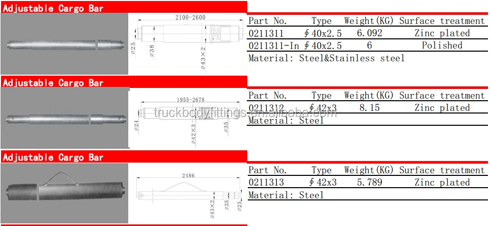TBF new adjustable cargo bar suppliers for Truck-4