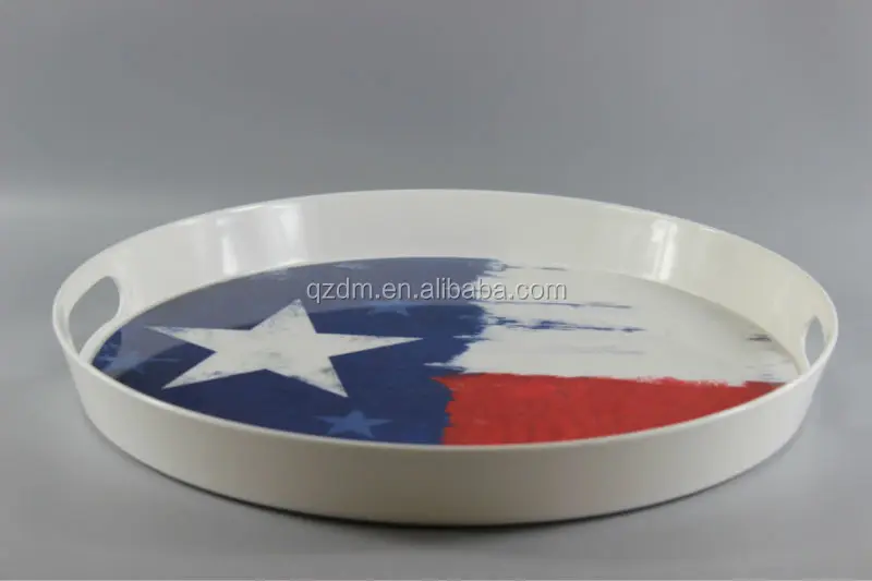 Good Design Melamine Round Trays With 2 Handles