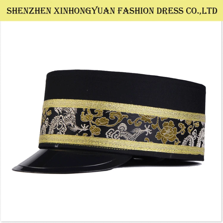 Fashion Black Topper Hotel Doorman Hat Military Cap View Black