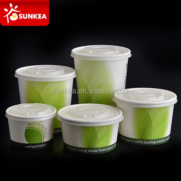 Kraft paper soup container/ Disposable soup cup with lid/ Durable takeaway soup cup with paper lid