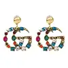 wholesale multi crystal rhinestone double C earrings statement earrings jewelry for women