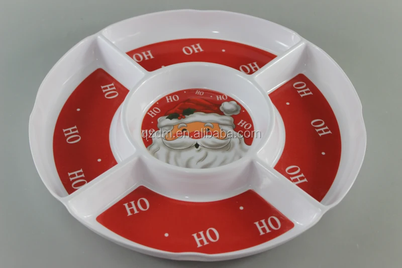 Melamine Five Divide plate ,Christmas Dishes , Xmas Plate