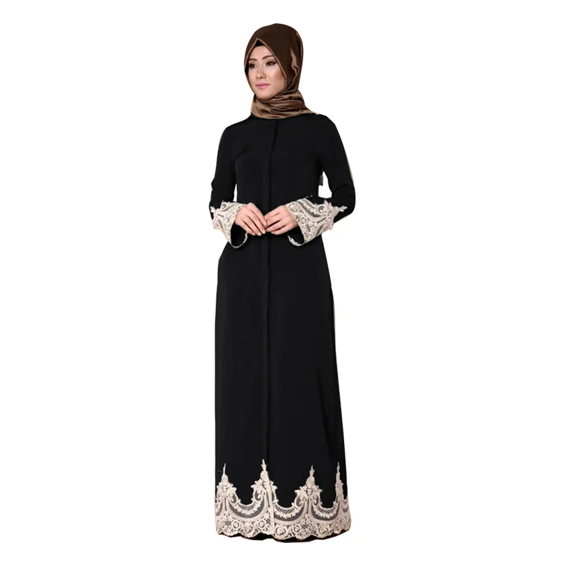 Muslim Abaya Lace Dress Cardigan Jubah Ramadan Middle East Thobe ...